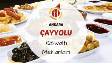 Çayyolu kahvaltı mekanlarından birinde serpme kahvaltı tabağı ve çay bardakları görünümü