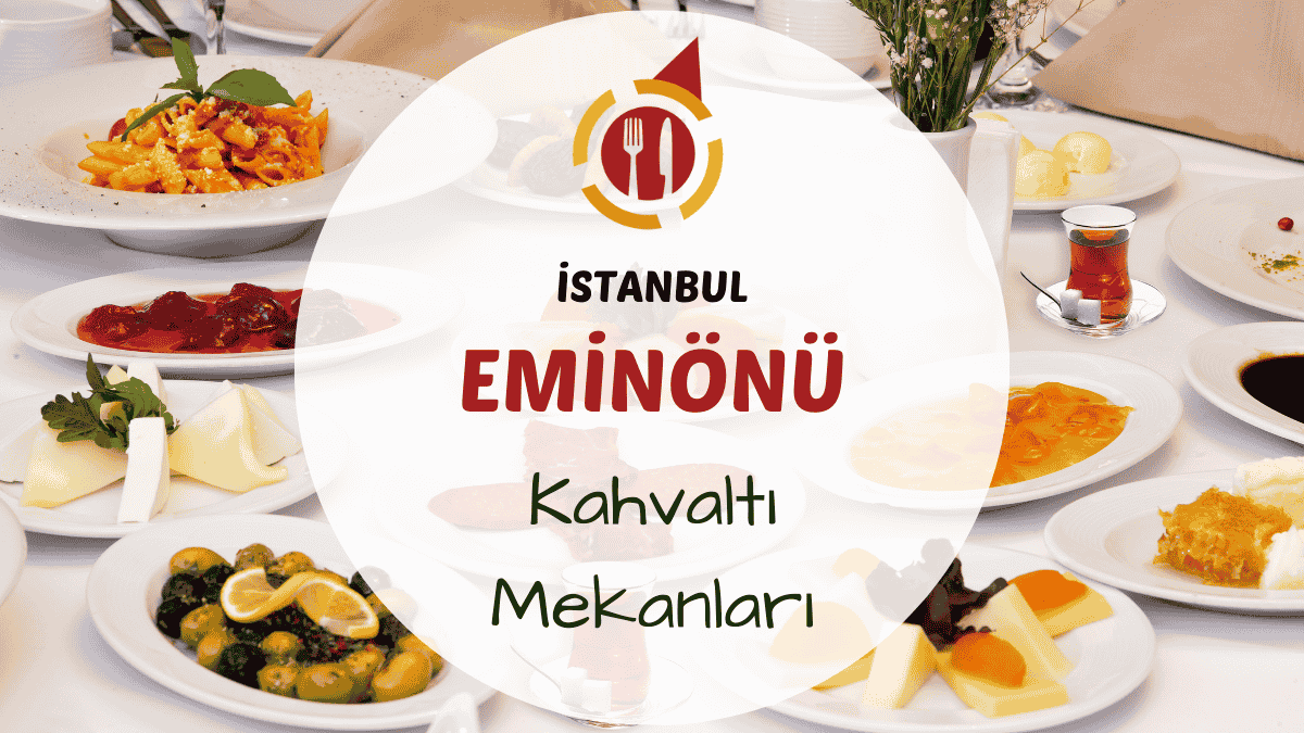 Eminönü'nde serpme kahvaltı tabağı ve arka planda Haliç manzarası