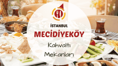 Mecidiyeköy sokaklarında serpme kahvaltı tabağı menemen pişi ve Antakya usulü çeşitler