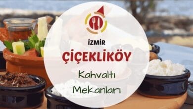 Çiçekliköy'de teras manzaralı kahvaltı sofrasında köy ürünleriyle hazırlanmış serpme tabaklar