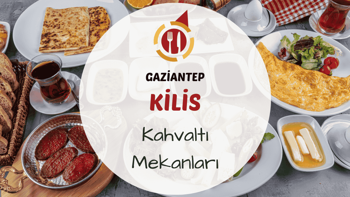Kilis sokaklarında taş binalı bir mekânda hazırlanmış serpme kahvaltı tabağı