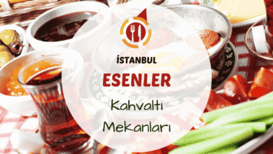 Esenler'de serpme kahvaltı tabağı, çay bardakları ve taze böreklerle dolu bir sofra