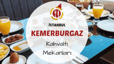 Kemerburgaz orman kahvaltısı masasında serpme tabak ve sıcak çay servisi