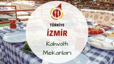 İzmir'de serpme kahvaltı tabağı ve çay bardakları bulunan sabah sofrası