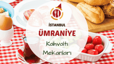 Ümraniye kahvaltı mekanlarında bahçe sofrasında servis edilen serpme kahvaltı tabağı