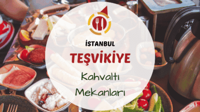 Teşvikiye sokaklarında sabah saatlerinde bir kahvaltı masasının üstten görünümü