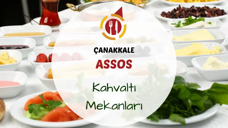 Assos Behramkale köyünde taş duvarlı bir mekanda serpme kahvaltı sofrası