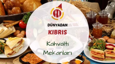 Kıbrıs'ta açık bahçede serpme kahvaltı tabağı ve demli çay servisi