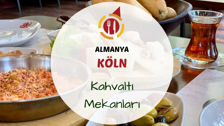 Köln şehrinde Türk kahvaltı sofrasında çay ve tabak düzeni